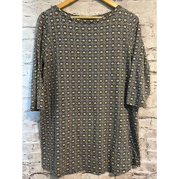 J Jill Women's 3/4 Sleeve Medallion Tunic Print Size M - Picture 1 of 4
